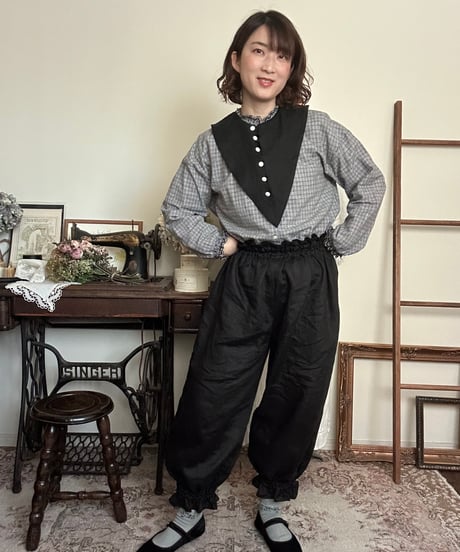 【ブラック】はしごレースドロワーズパンツ