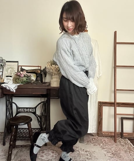 【ブラック】はしごレースドロワーズパンツ