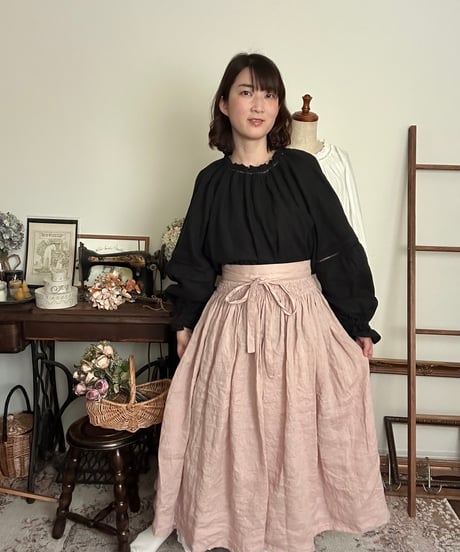 【ブラック】はしごレースブラウス