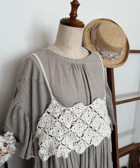 手編みのフラワービスチェ〈cotton100%〉