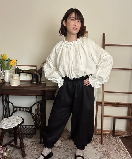 【ホワイト】はしごレースブラウス