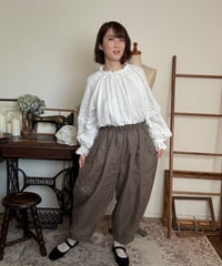 【こげ茶カーキ】コクーンシルエットパンツ