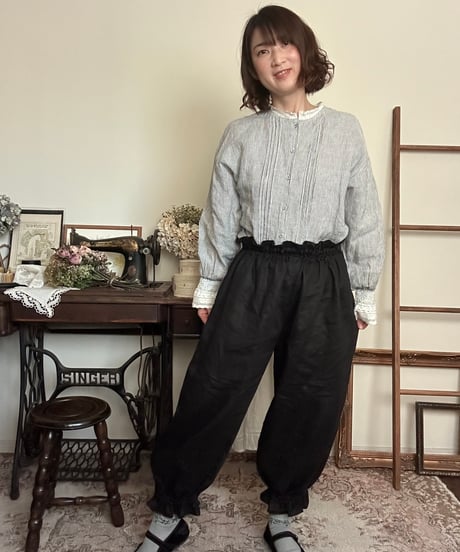 【ブラック】はしごレースドロワーズパンツ