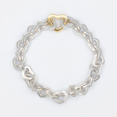 Tiffany & Co. Sterling Silver & 18K Gold Heart Link Bracelet
