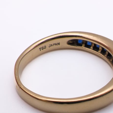 Tiffany & Co. 18K Yellow Gold Sapphire Channel Set Band Ring (Japan made)