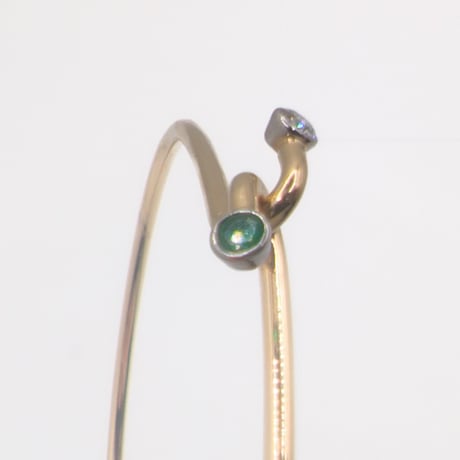 Tiffany & Co. 14K Gold Diamond & Emerald Hook Bangle