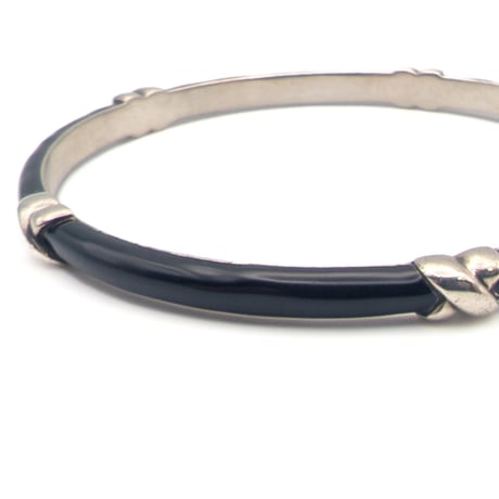 Tiffany & Co. 925 Silver Black Enamel Signature Bangle