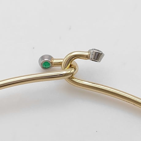 Tiffany & Co. 14K Gold Diamond & Emerald Hook Bangle