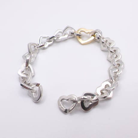 Tiffany & Co. Sterling Silver & 18K Gold Heart Link Bracelet