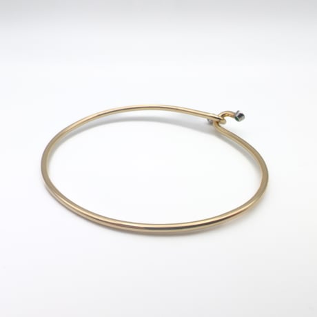 Tiffany & Co. 14K Gold Diamond & Emerald Hook Bangle