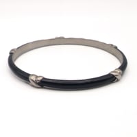 Tiffany & Co. 925 Silver Black Enamel Signature Bangle