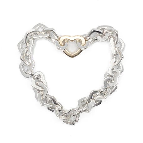 Tiffany & Co. Sterling Silver & 18K Gold Heart Link Bracelet