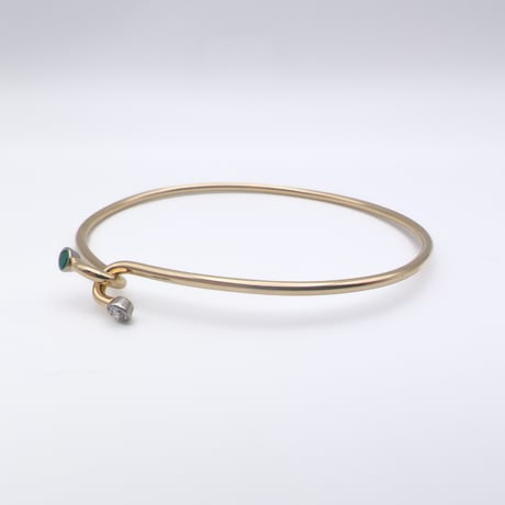 Tiffany & Co. 14K Gold Diamond & Emerald Hook Bangle