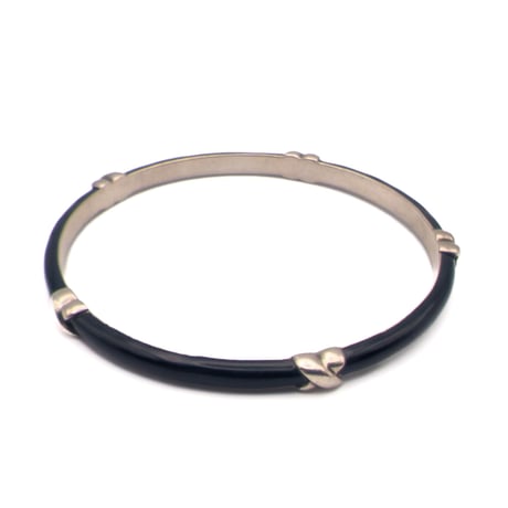 Tiffany & Co. 925 Silver Black Enamel Signature Bangle