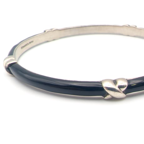 Tiffany & Co. 925 Silver Black Enamel Signature Bangle