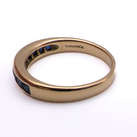 Tiffany & Co. 18K Yellow Gold Sapphire Channel Set Band Ring (Japan made)