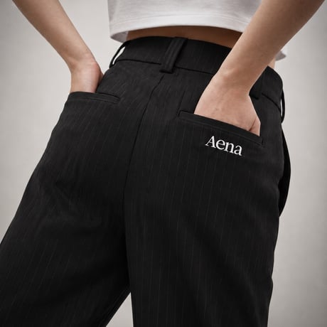 【Original】SHRRING PANTS(Black Strip)