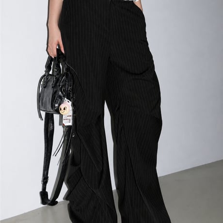 【Original】SHRRING PANTS(Black Strip)