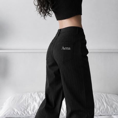 【Original】SHRRING PANTS(Black Strip)