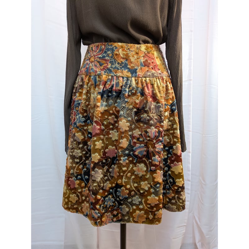 Retro Floral Velvet Skirt -fabric from ITALY- |