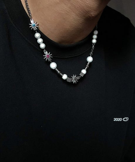 color gem star pearl necklace　NL2245