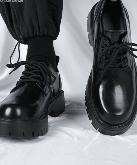 chunky sole derby shoes black　NL2358