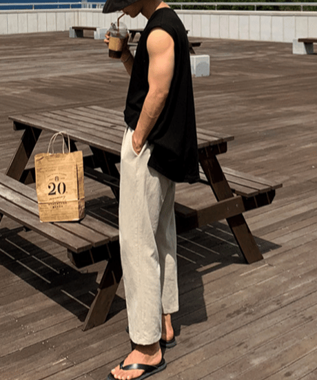 side slit cotton muscle tank top/２color　NL2331