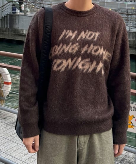 graphic brushed crew neck knit /3color　NL2094