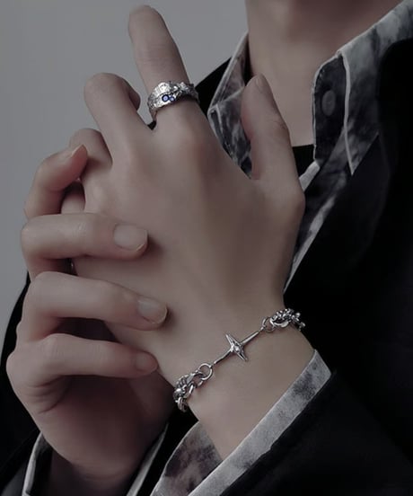 star cross silver double layer chain bracelet　NL2209