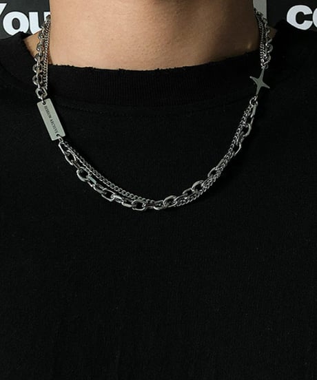 layered star charm chain necklace　NL2194