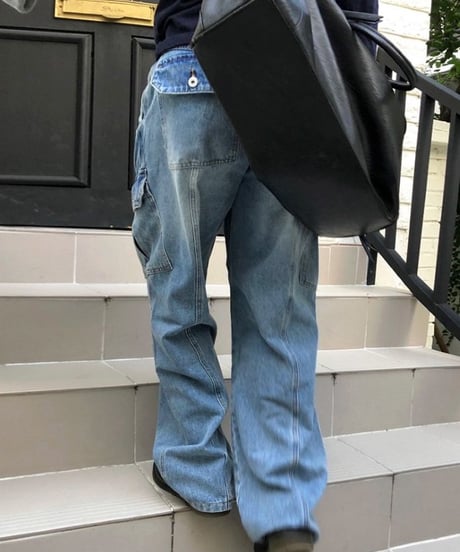 wide leg denim cargo pants　NL2348
