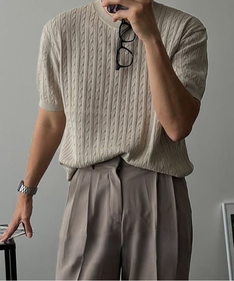 short sleeve crew neck sweater /2color　NL2396