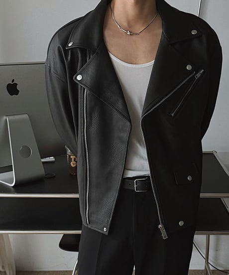 oversized faux leather riders jacket 　NL2091