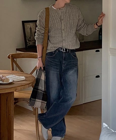 cable knit crew neck cardigan　NL2131