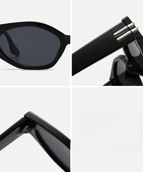 retro oval narrow sunglasses black　NL2269