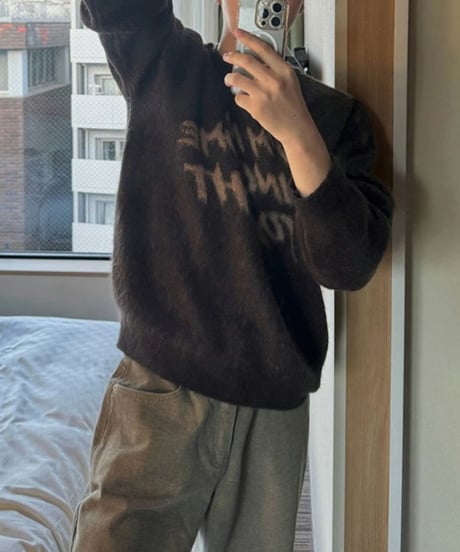 graphic brushed crew neck knit /3color　NL2094