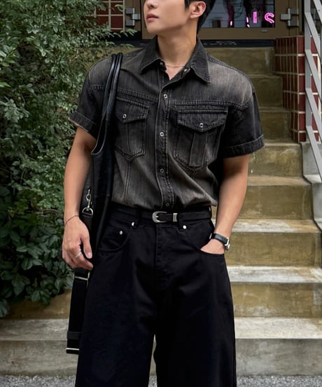 short sleeve denim shirt /2color　NL2402