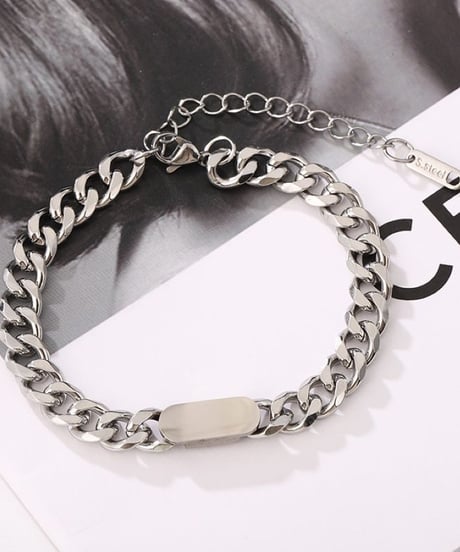 solid id plate chain bracelet　NL2208