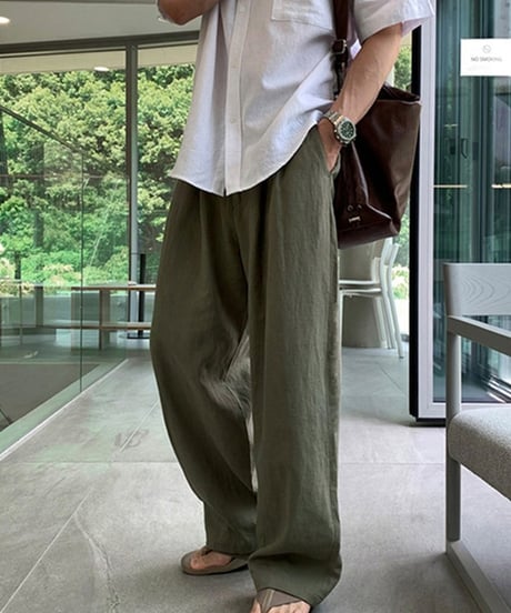 wide tuck linen slacks /6color　NL2326