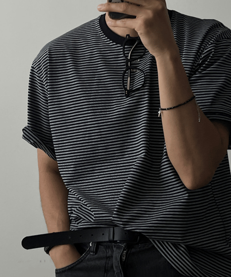 urban striped oversized t-shirt /2color　NL2398