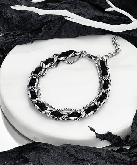 leather double chain bracelet　NL2178