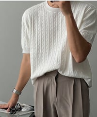 short sleeve crew neck sweater /2color　NL2396
