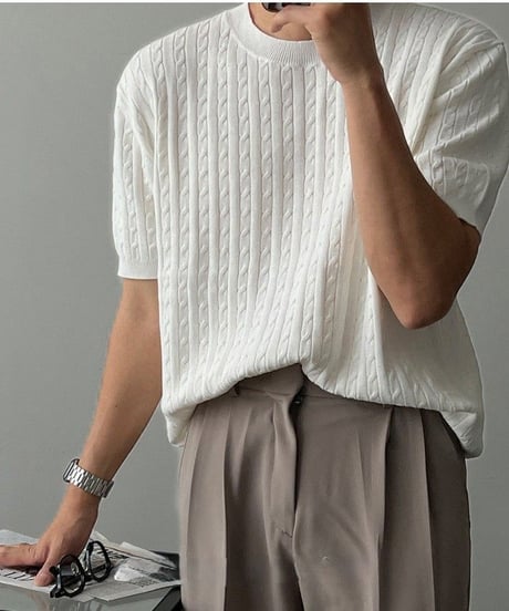 short sleeve crew neck sweater /2color　NL2396