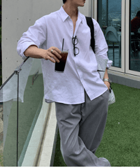 overfit linen cotton casual shirts/２color　NL2328