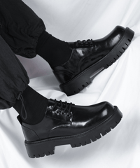 chunky sole derby shoes black　NL2358
