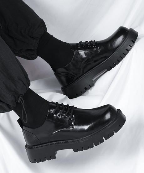 chunky sole derby shoes black　NL2358