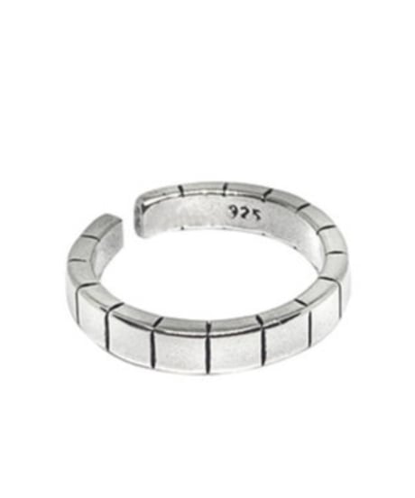 tile pattern open silver ring　NL2199