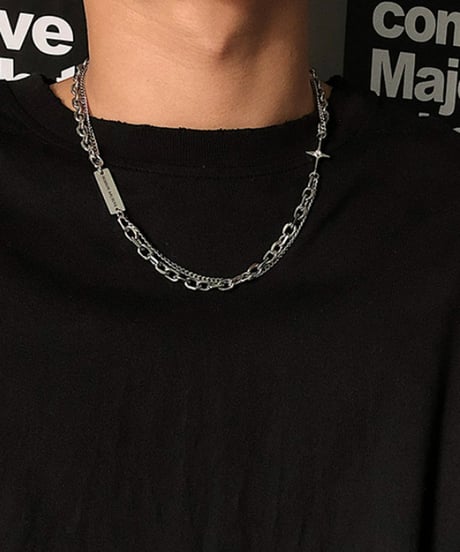 layered star charm chain necklace　NL2194
