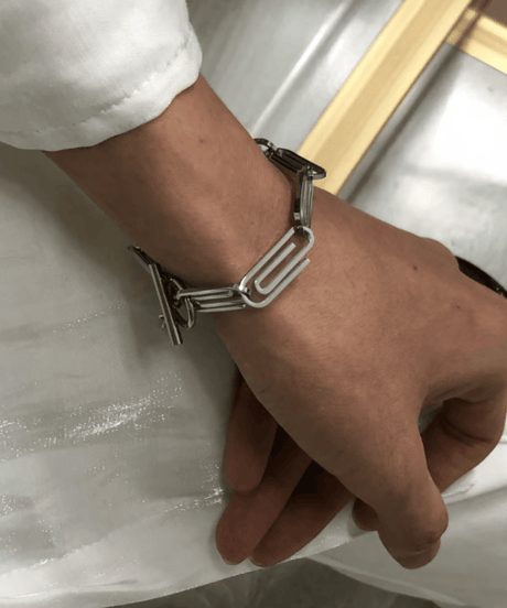 silver paperclip chain bracelet　NL2267