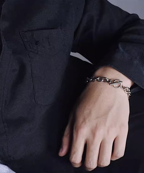 silver toggle chunky chain bracelet　NL2210